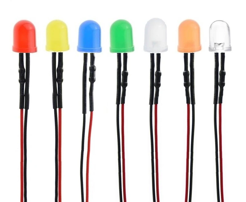 (image for) 10mm diffuse cool white LED prewired for 12 volt use