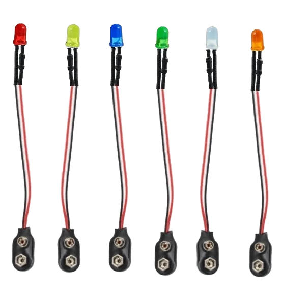 (image for) 5mm tinted diffuse blue LED prewired for 9 volt use