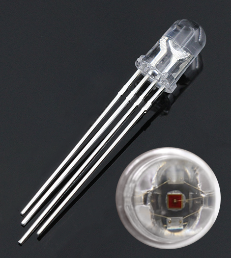 Big chip water clear 4 pin 5mm RGB LED - common cathode