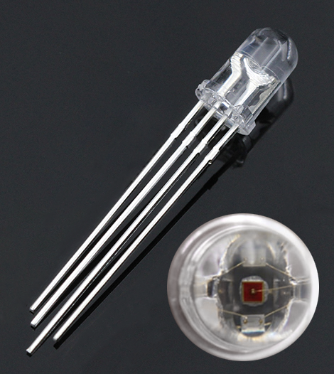 (image for) Big chip water clear 4 pin 5mm RGB LED - common cathode