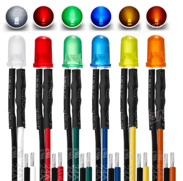 (image for) 5mm cool white diffuse LED prewired for 12 volt use