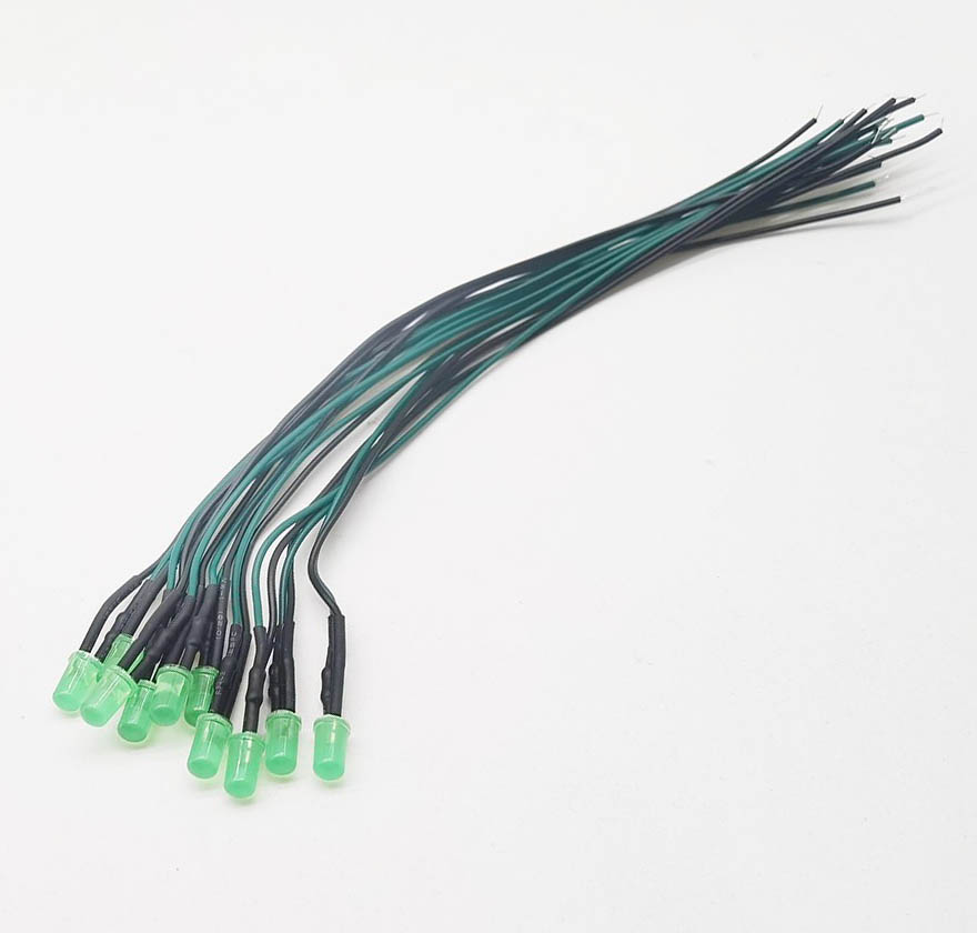 Lighthouse LEDs 5mm Pure Green Flashing LED - 12v Pre-Wired With Resistor (6" Leads, 20mA, 18,000 Mcd)