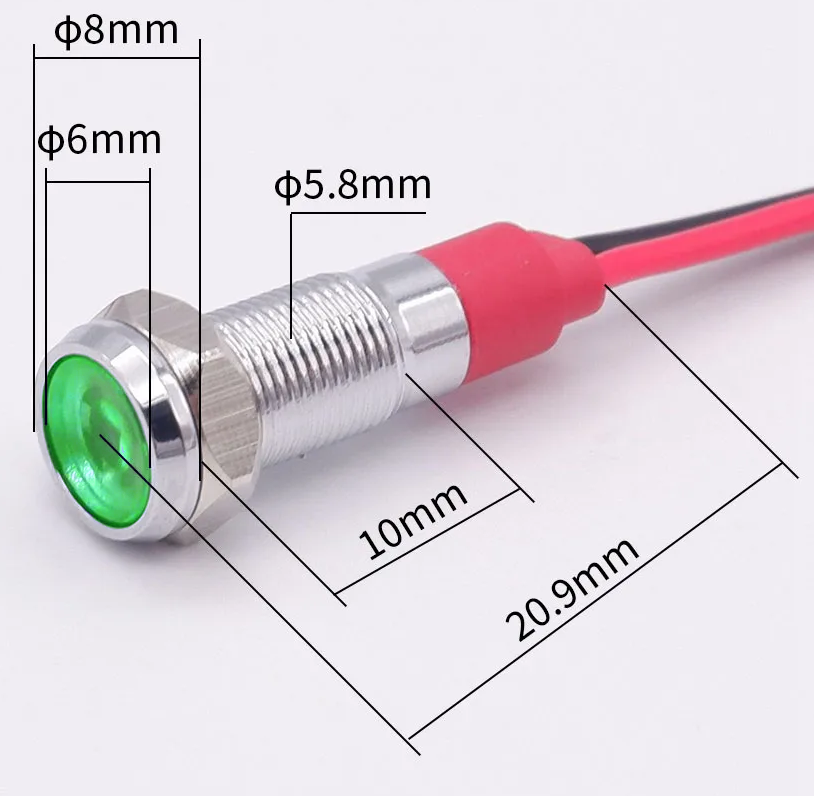 (image for) 6mm, 9-24V green LED panel mount indicator