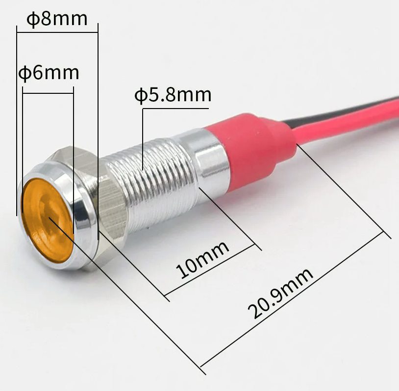 (image for) 6mm, 9-24V orange LED panel mount indicator