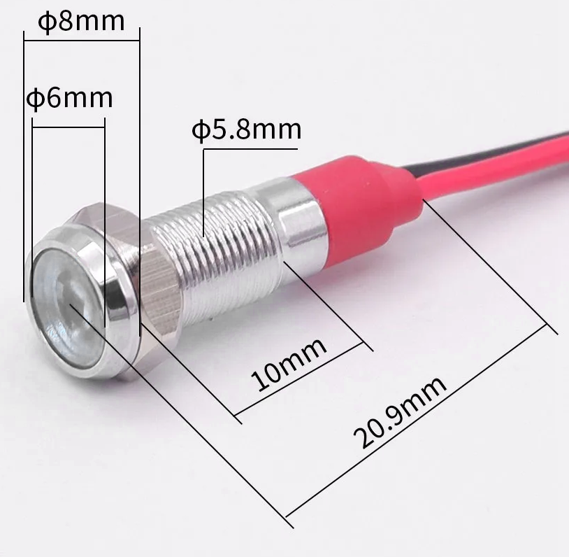 (image for) 6mm, 9-24V white LED panel mount indicator