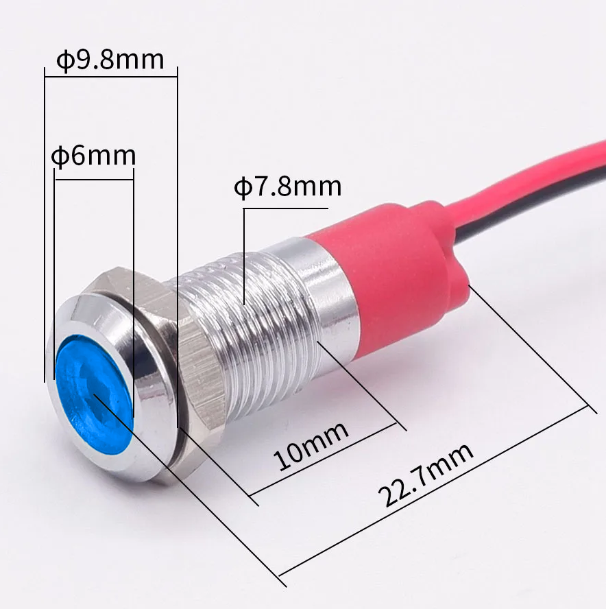 (image for) 8mm, 9-24V blue LED panel mount indicator