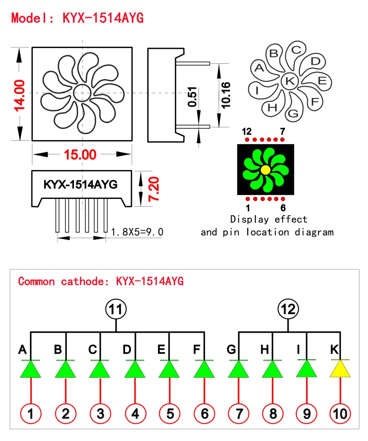 10 segment green and yellow fan display [14mm_FAN_DISP] - $1.80 ...