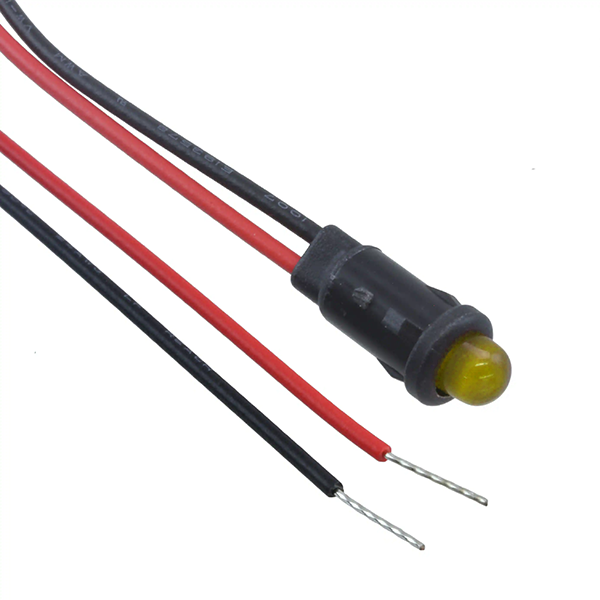 (image for) Lumex 5mm yellow standard brightness prewired LED with holder