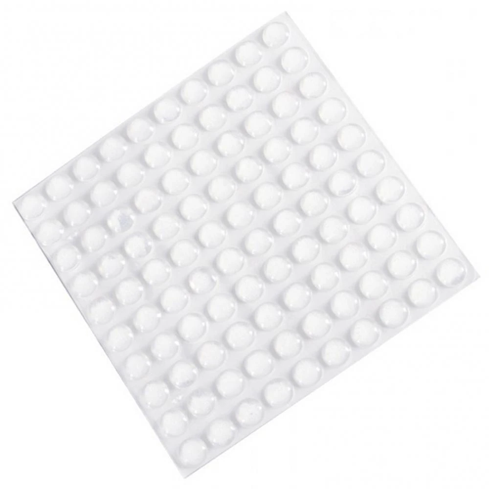 (image for) Sheet of 100 x 8mm diameter adhesive rubber feet - transparent