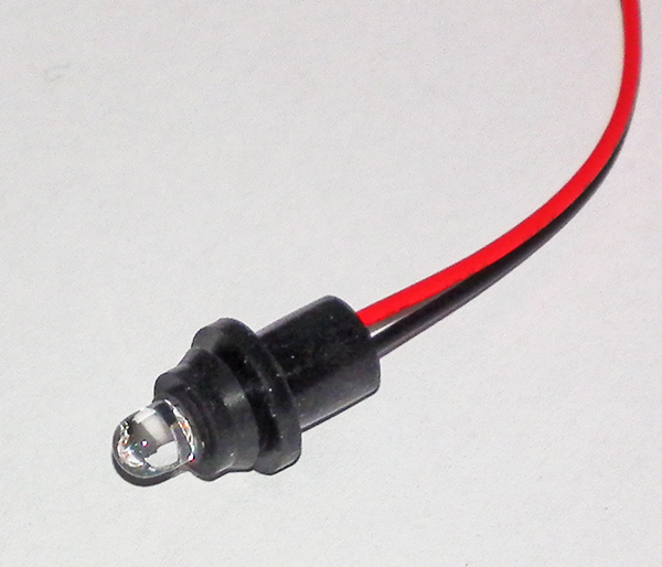 Lumex 5mm red superbright prewired LED with holder