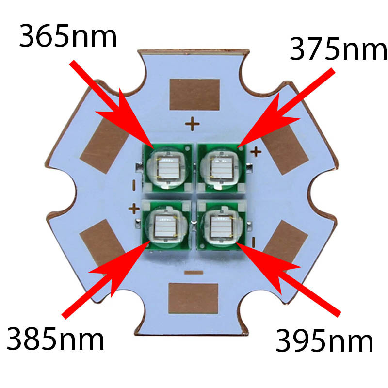 10W quad wavelength UVA LEDs on copper PCB