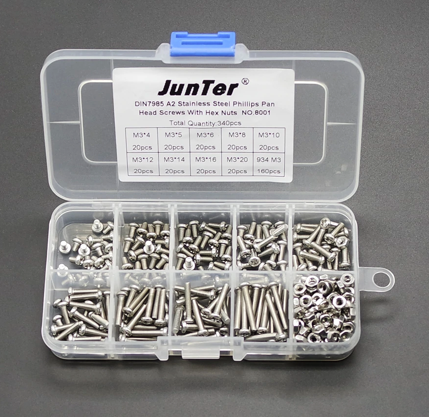 (image for) M3 stainless steel pan head screw and nut kit